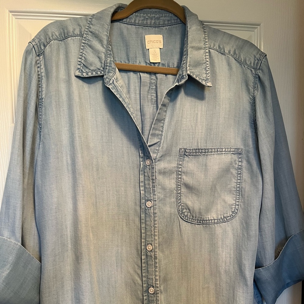 Chicos size 3.  XL. Denim shirt